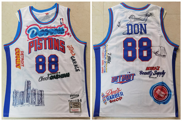 Men's Detroit Pistons #88 Don White Big Sean X Stitched Jersey Men's Detroit Pistons #88 Don White Big Sean X Stitched Jersey