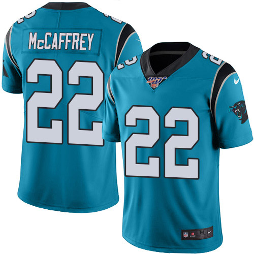 Men's Carolina Panthers #22 Christian McCaffrey Blue Vapor Untouchable NFL Limited Stitched Jersey Men's Carolina Panthers #22 Christian McCaffrey Blue Vapor Untouchable NFL Limited Stitched Jersey