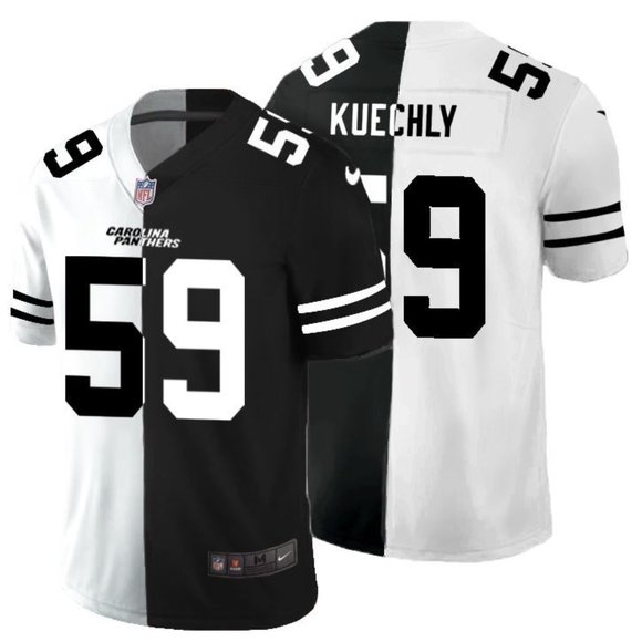 Men's Carolina Panthers #59 Luke Kuechly Black & White NFL Split Limited Stitched Jersey Limited Stitched Jersey Men's Carolina Panthers #59 Luke Kuechly Black & White NFL Split Limited Stitched Jersey Limited Stitched Jersey