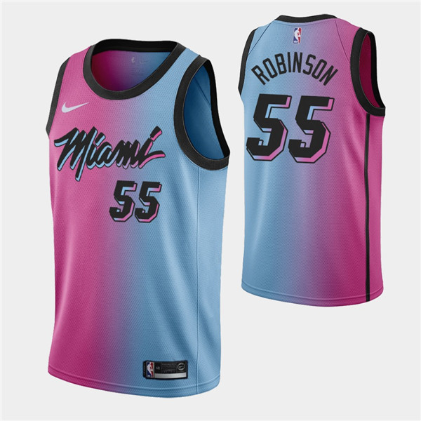 Men's Miami Heat #55 Duncan Robinson 2021 Blue/Pink City Edition Vice Stitched NBA Jersey Men's Miami Heat #55 Duncan Robinson 2021 Blue/Pink City Edition Vice Stitched NBA Jersey