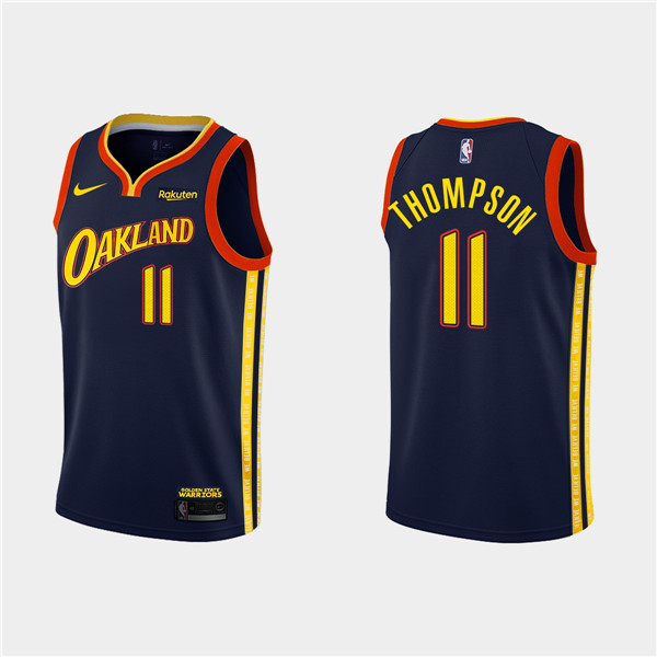 Men's Golden State Warriors Navy #11 Klay Thompson 2020-21 City Edition Stitched NBA Jersey Men's Golden State Warriors Navy #11 Klay Thompson 2020-21 City Edition Stitched NBA Jersey