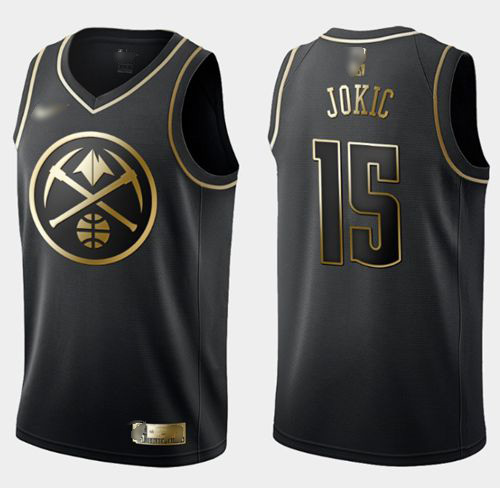 Men's Denver Nuggets #15 Nikola Jokic Black Gold Swingman Limited Edition Jersey Men's Denver Nuggets #15 Nikola Jokic Black Gold Swingman Limited Edition Jersey