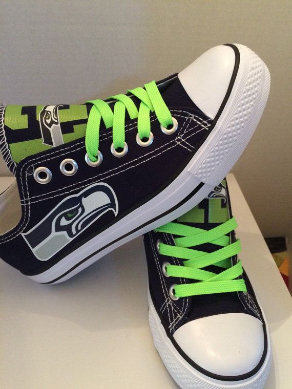 Women's Seattle Seahawks Repeat Print Low Top Sneakers 008 Women's Seattle Seahawks Repeat Print Low Top Sneakers 008