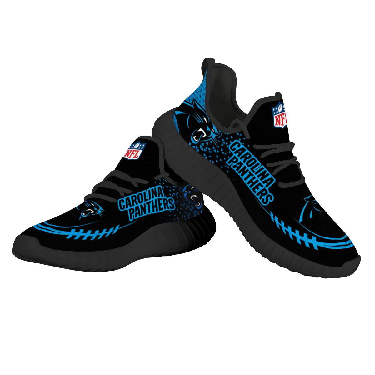 Women's Carolina Panthers Mesh Knit Sneakers/Shoes 005 Women's Carolina Panthers Mesh Knit Sneakers/Shoes 005