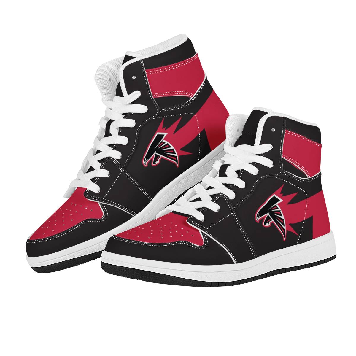 Men's Atlanta Falcons High Top Leather AJ1 Sneakers 001 Men's Atlanta Falcons High Top Leather AJ1 Sneakers 001