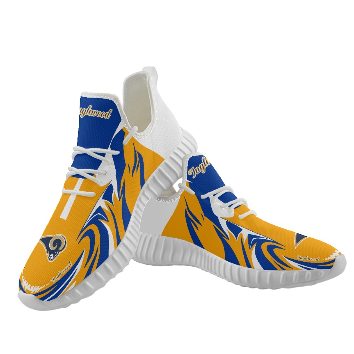 Women's NFL Los Angeles Rams Mesh Knit Sneakers/Shoes 009 Women's NFL Los Angeles Rams Mesh Knit Sneakers/Shoes 009