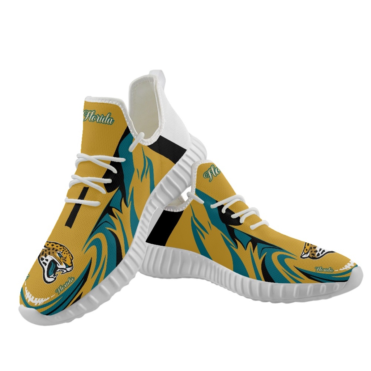 Women's Jacksonville Jaguars Mesh Knit Sneakers/Shoes 008 Women's Jacksonville Jaguars Mesh Knit Sneakers/Shoes 008