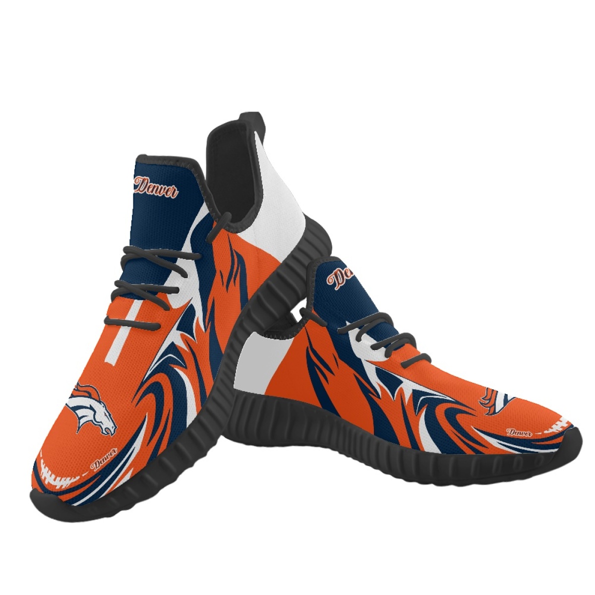 Women's Denver Broncos Mesh Knit Sneakers/Shoes 017 Women's Denver Broncos Mesh Knit Sneakers/Shoes 017
