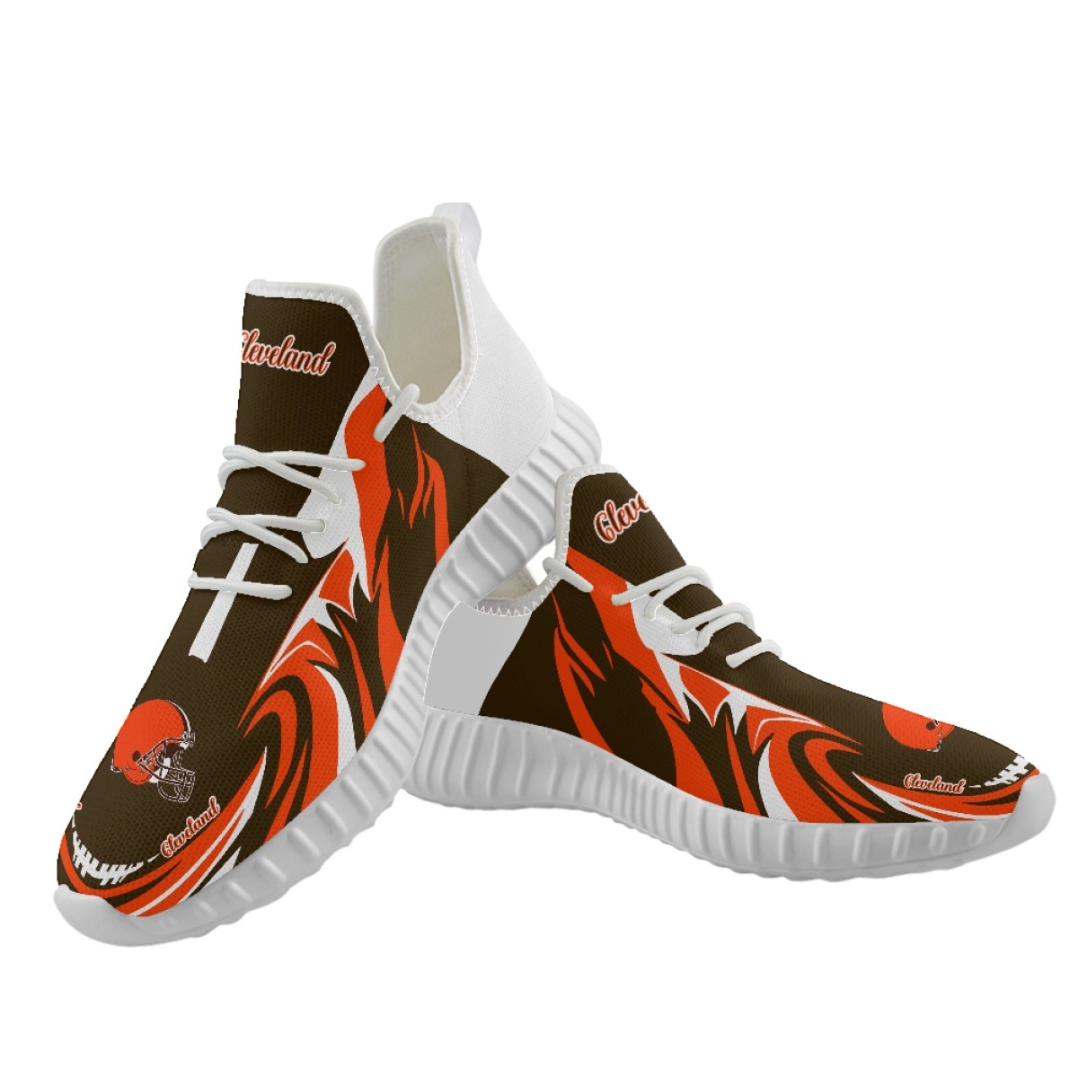 Women's Cleveland Browns Mesh Knit Sneakers/Shoes 0012 Women's Cleveland Browns Mesh Knit Sneakers/Shoes 0012