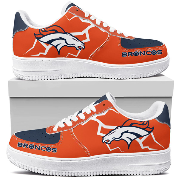 Women's Denver Broncos Air Force 1 Sneakers 001 Women's Denver Broncos Air Force 1 Sneakers 001