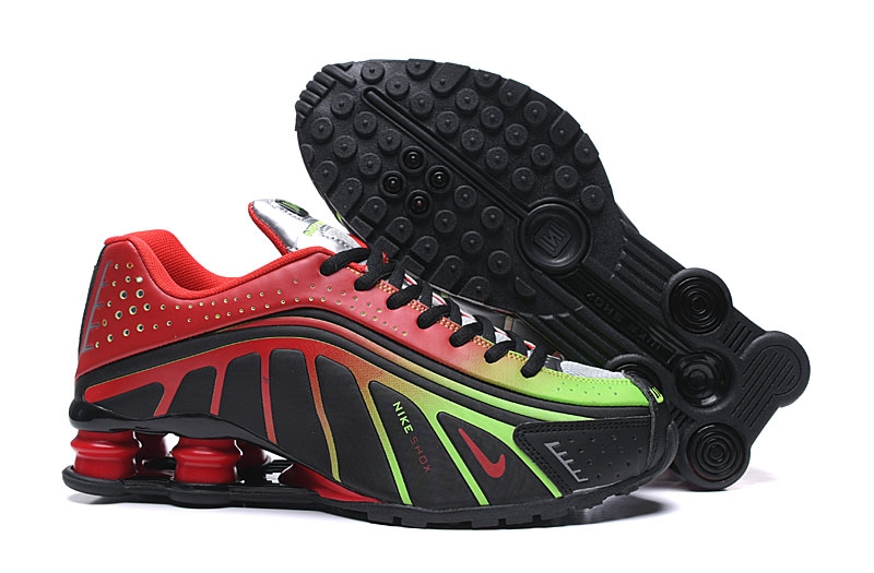 Men's Running Weapon Shox R4 Shoes Black Red Green BV1387-001 006