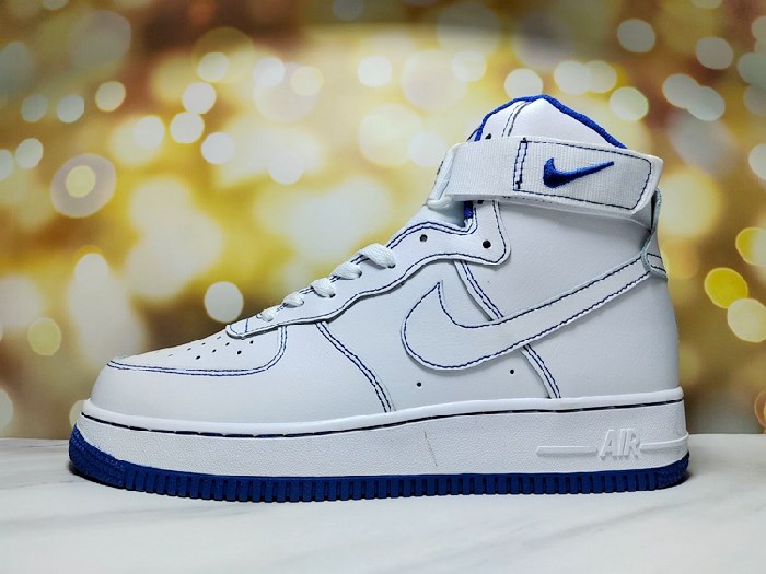 Women's Air Force 1 High Top White/Royal Shoes 0151 Women's Air Force 1 High Top White/Royal Shoes 0151