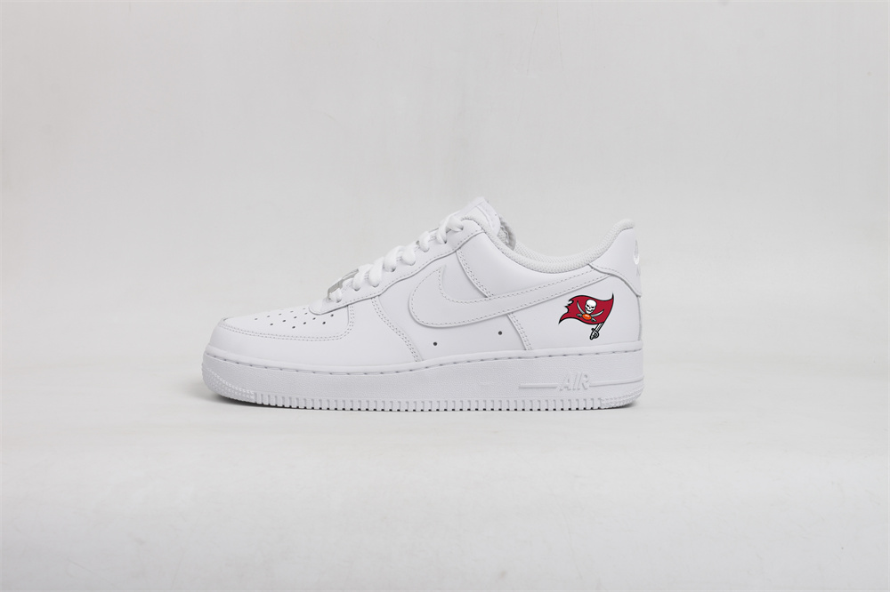 Women's Tampa Bay Buccaneers Air Force 1 White Shoes 001 Women's Tampa Bay Buccaneers Air Force 1 White Shoes 001