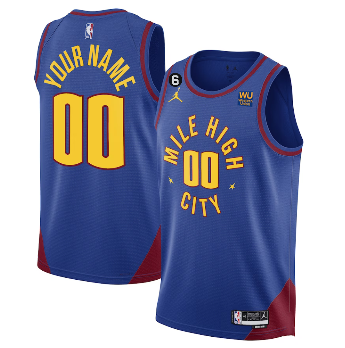 Denver Nuggets Customized Blue 2022/23 Statement Edition With NO.6 Patch Stitched Jersey Denver Nuggets Customized Blue 2022/23 Statement Edition With NO.6 Patch Stitched Jersey