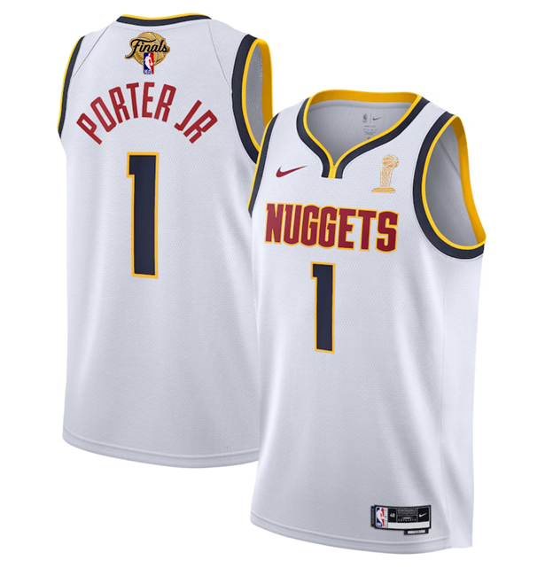 Men's Denver Nuggets #1 Michael Porter Jr. White 2023 Finals Association Edition Stitched Basketball Jersey Men's Denver Nuggets #1 Michael Porter Jr. White 2023 Finals Association Edition Stitched Basketball Jersey
