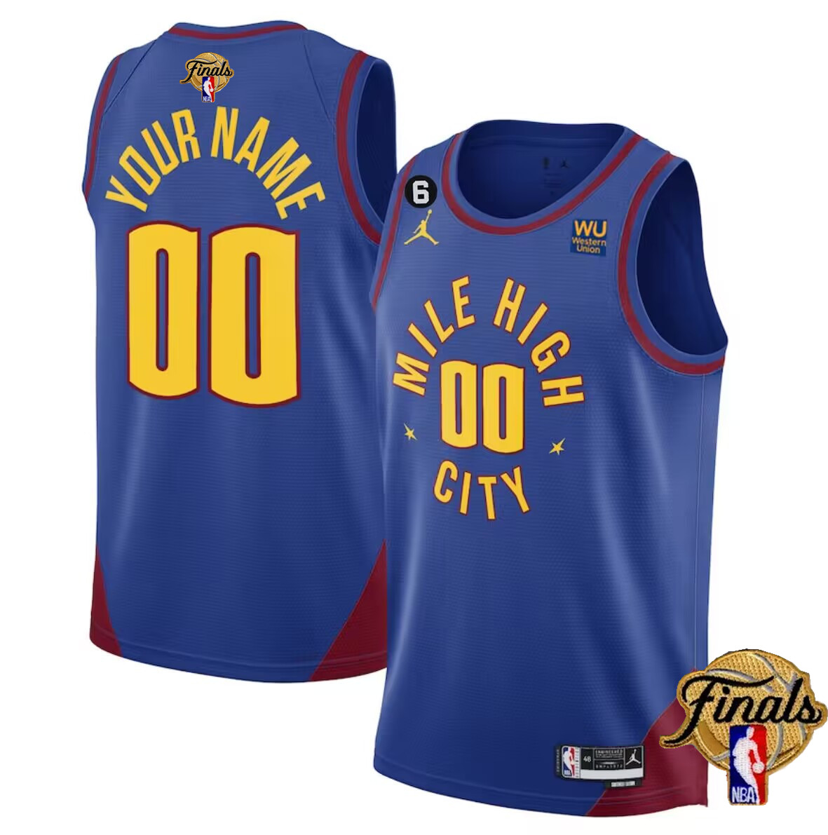 Men's Denver Nuggets Active Player Custom Blue 2022/23 Statement Edition With NO.6 Patch Stitched Jersey Men's Denver Nuggets Active Player Custom Blue 2022/23 Statement Edition With NO.6 Patch Stitched Jersey