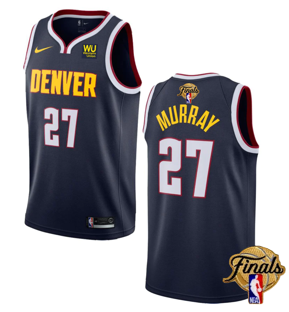 Men's Denver Nuggets #27 Jamal Murray Navy 2023 Finals Icon Edition Stitched Basketball Jersey Men's Denver Nuggets #27 Jamal Murray Navy 2023 Finals Icon Edition Stitched Basketball Jersey