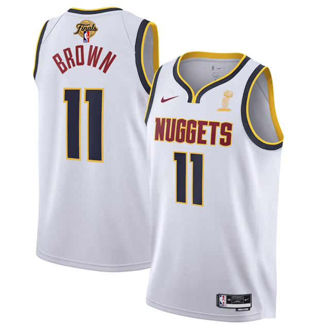 Men's Denver Nuggets #11 Bruce Brown White 2023 Finals Association Edition Stitched Basketball Jersey Men's Denver Nuggets #11 Bruce Brown White 2023 Finals Association Edition Stitched Basketball Jersey