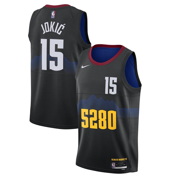 Men's Denver Nuggets #15 Nikola Jokic Black 2023-24 City Edition Stitched Basketball Jersey Men's Denver Nuggets #15 Nikola Jokic Black 2023-24 City Edition Stitched Basketball Jersey