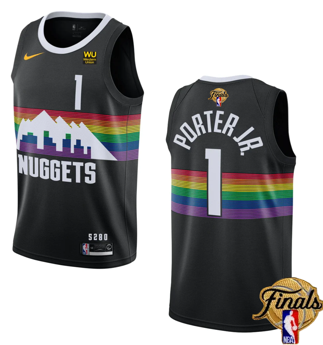 Men's Denver Nuggets #1 Michael Porter Jr. Black 2023 Finals City Edition Stitched Basketball Jersey Men's Denver Nuggets #1 Michael Porter Jr. Black 2023 Finals City Edition Stitched Basketball Jersey