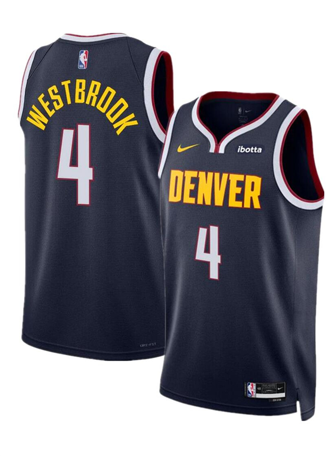 Men's Denver Nuggets #4 Russell Westbrook Navy 2024 Icon Edition Stitched Basketball Jersey Men's Denver Nuggets #4 Russell Westbrook Navy 2024 Icon Edition Stitched Basketball Jersey