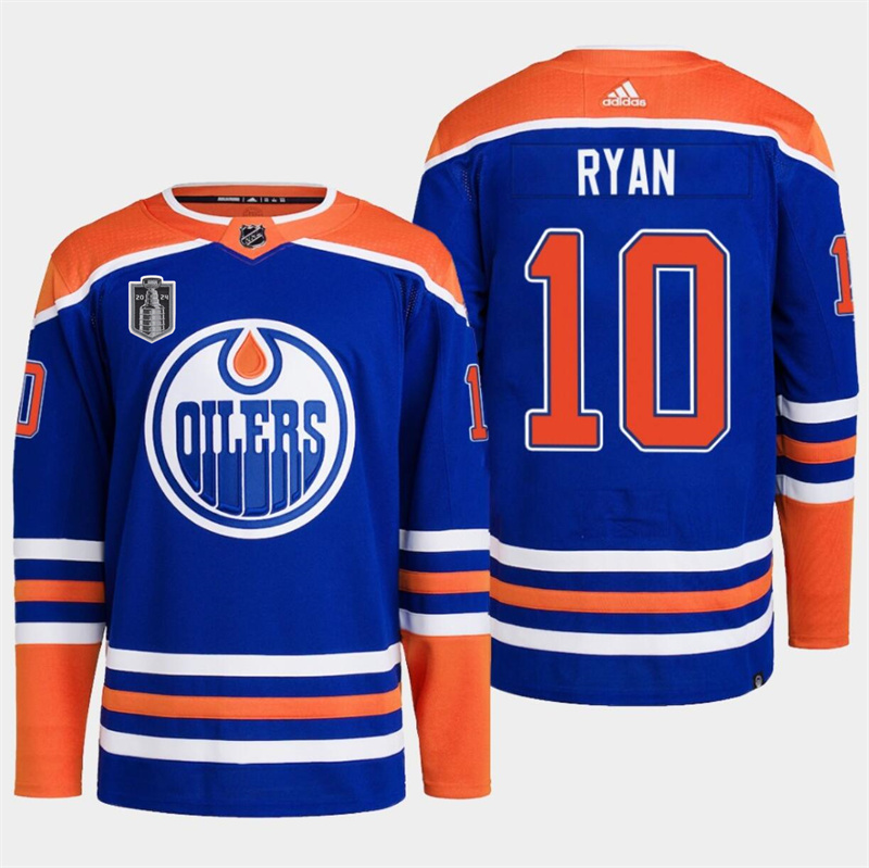 Men's Edmonton Oilers #10 Derek Ryan Royal 2024 Stanley Cup Final Patch Stitched Jersey Men's Edmonton Oilers #10 Derek Ryan Royal 2024 Stanley Cup Final Patch Stitched Jersey