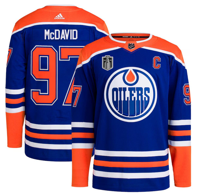 Men's Edmonton Oilers #97 Connor McDavid Royal 2024 Stanley Cup Final Patch Stitched Jersey Men's Edmonton Oilers #97 Connor McDavid Royal 2024 Stanley Cup Final Patch Stitched Jersey
