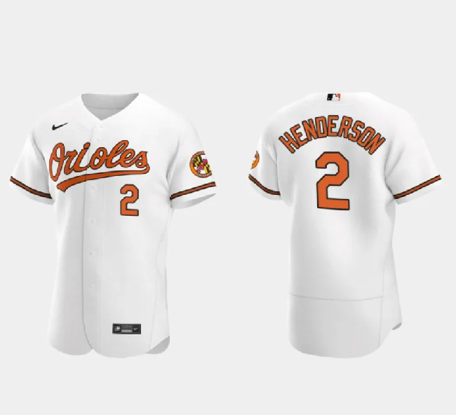 Men's Baltimore Orioles #2 Gunnar Henderson White Flex Base Stitched Baseball Jersey Men's Baltimore Orioles #2 Gunnar Henderson White Flex Base Stitched Baseball Jersey