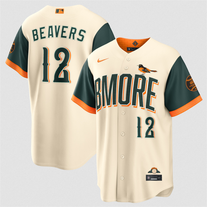 Men's Baltimore Orioles #12 Dylan Beavers Natural 2026 City Connect Stadium Stitched Baseball Jersey Men's Baltimore Orioles #12 Dylan Beavers Natural 2026 City Connect Stadium Stitched Baseball Jersey