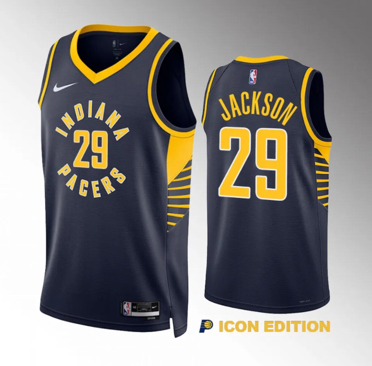 Men's Indiana Pacers #29 Quenton Jackson Navy Icon Edition Stitched Basketball Jersey Men's Indiana Pacers #29 Quenton Jackson Navy Icon Edition Stitched Basketball Jersey