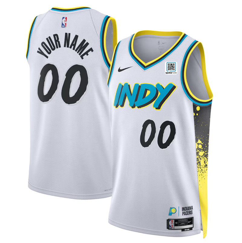 Men's Indiana Pacers Active Player Custom White 2024/25 City Edition Stitched Basketball Jersey Men's Indiana Pacers Active Player Custom White 2024/25 City Edition Stitched Basketball Jersey