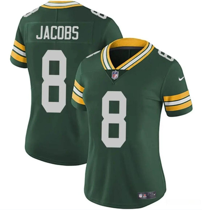 Women's Green Bay Packers #8 Josh Jacobs Green Vapor Untouchable Limited Stitched Jersey(Run Small) Women's Green Bay Packers #8 Josh Jacobs Green Vapor Untouchable Limited Stitched Jersey(Run Small)