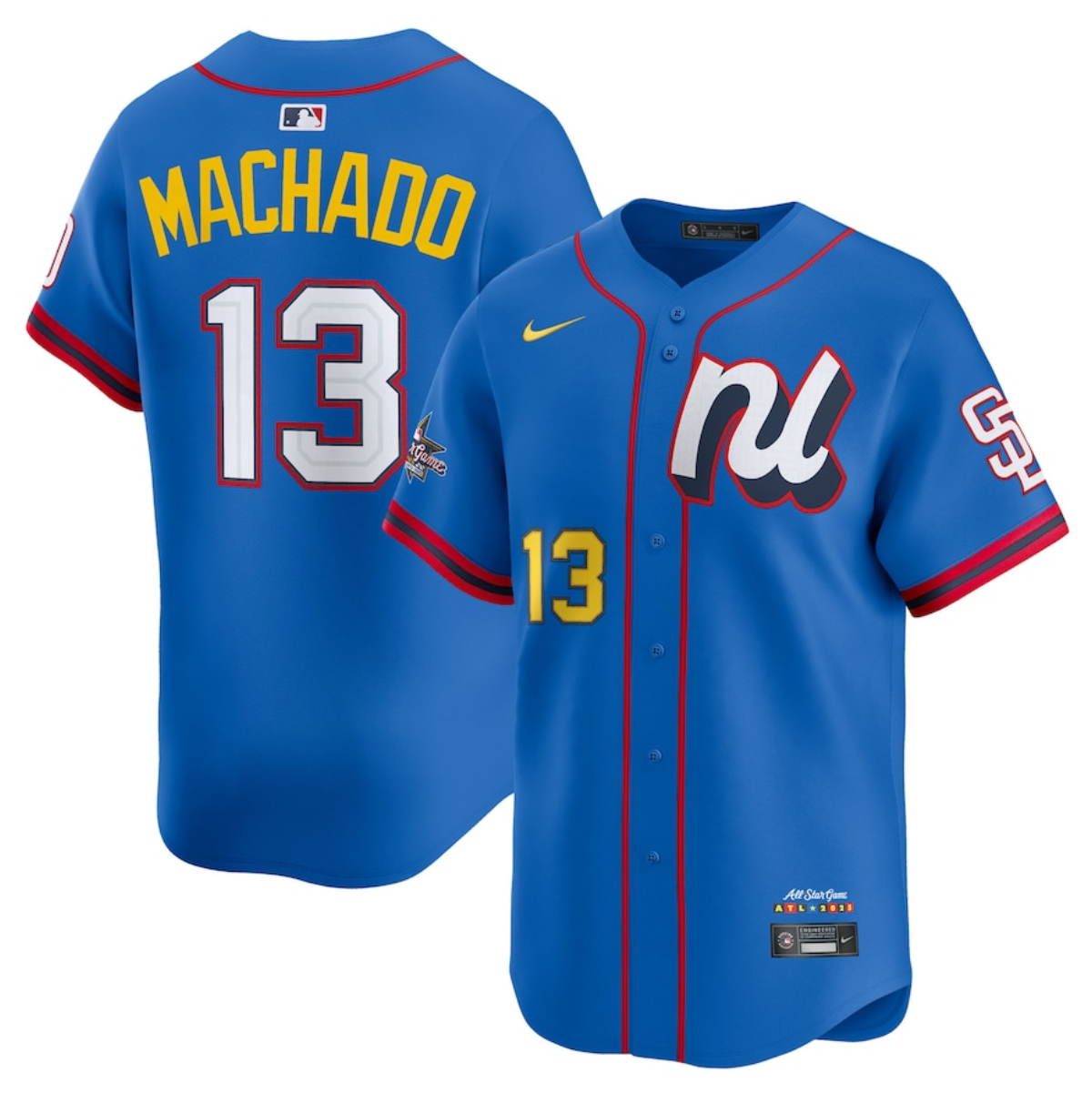 Men's National League #13 Manny Machado Blue 2025 All-Star Edition Limited Stitched Baseball Jersey Men's National League #13 Manny Machado Blue 2025 All-Star Edition Limited Stitched Baseball Jersey