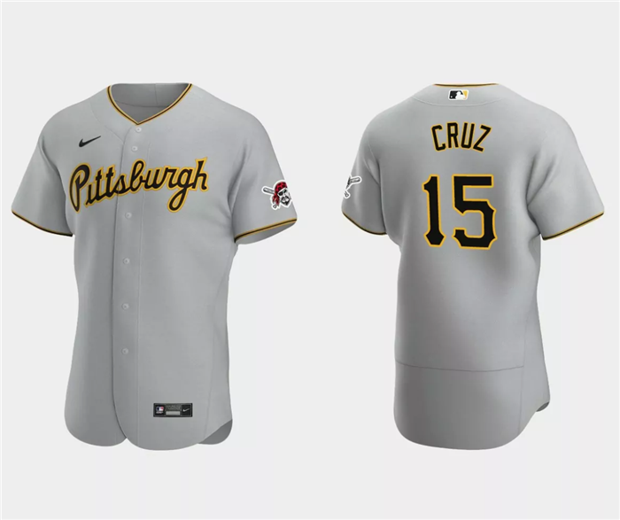 Men's Pittsburgh Pirates #15 Oneil Cruz Grey Flex Base Stitched Baseball Jersey Men's Pittsburgh Pirates #15 Oneil Cruz Grey Flex Base Stitched Baseball Jersey