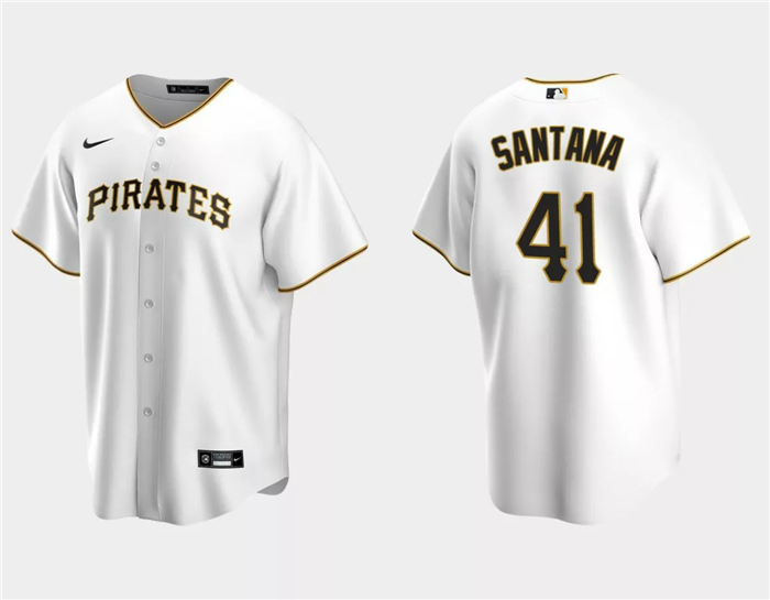Men's Pittsburgh Pirates #41 Carlos Santana White Cool Base Stitched Baseball Jersey Men's Pittsburgh Pirates #41 Carlos Santana White Cool Base Stitched Baseball Jersey
