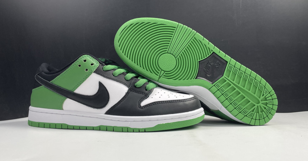 Men's Dunk Low SB White/Green/Black Shoes 065