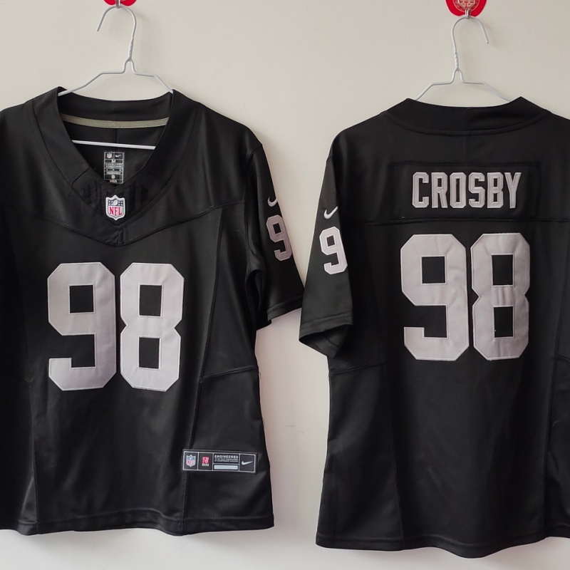Women's Las Vegas Raiders #98 Maxx Crosby Black 2025 F.U.S.E. Vapor Stitched Jersey(Run Small)
