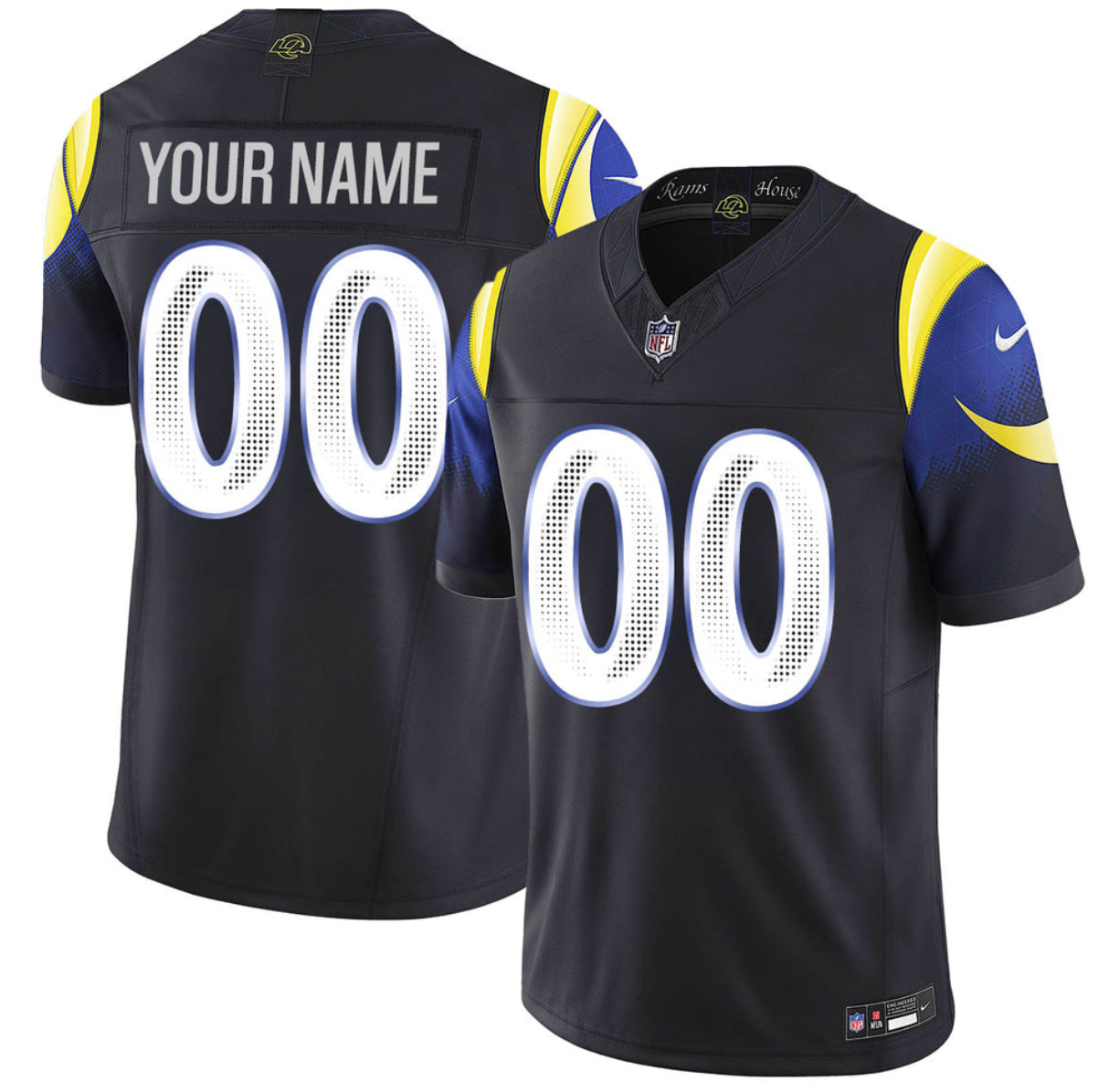 Women's Los Angeles Rams Active Player Custom Black 2025 F.U.S.E. “Rivalries” Vapor Limited Stitched Football Jersey