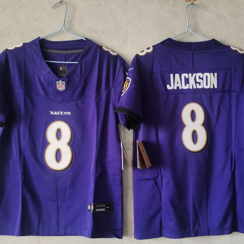 Youth Baltimore Ravens #8 Lamar Jackson Purple 2025 F.U.S.E Vapor Limited Football Jersey