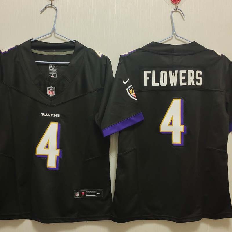 Youth Baltimore Ravens #4 Zay Flowers Black 2025 F.U.S.E Vapor Limited Football Jersey