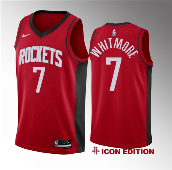 Men's Houston Rockets #7 Cam Whitmore Red 2023 Draft Icon Edition Stitched Basketball Jersey Men's Houston Rockets #7 Cam Whitmore Red 2023 Draft Icon Edition Stitched Basketball Jersey