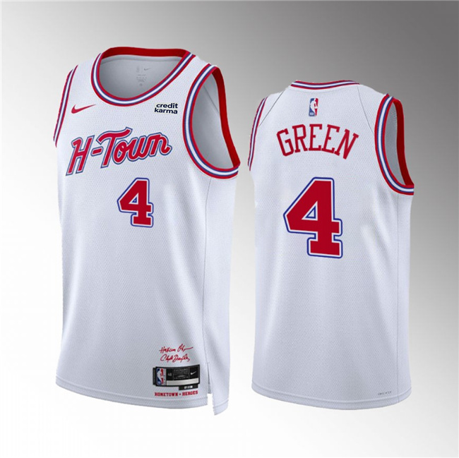 Men's Houston Rockets #4 Jalen Green White 2023/24 City Edition Stitched Jersey Men's Houston Rockets #4 Jalen Green White 2023/24 City Edition Stitched Jersey