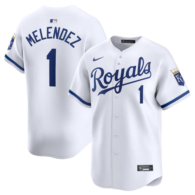 Men's Kansas City Royals #1 MJ Melendez White 2024 Home Limited Stitched Baseball Jersey Men's Kansas City Royals #1 MJ Melendez White 2024 Home Limited Stitched Baseball Jersey