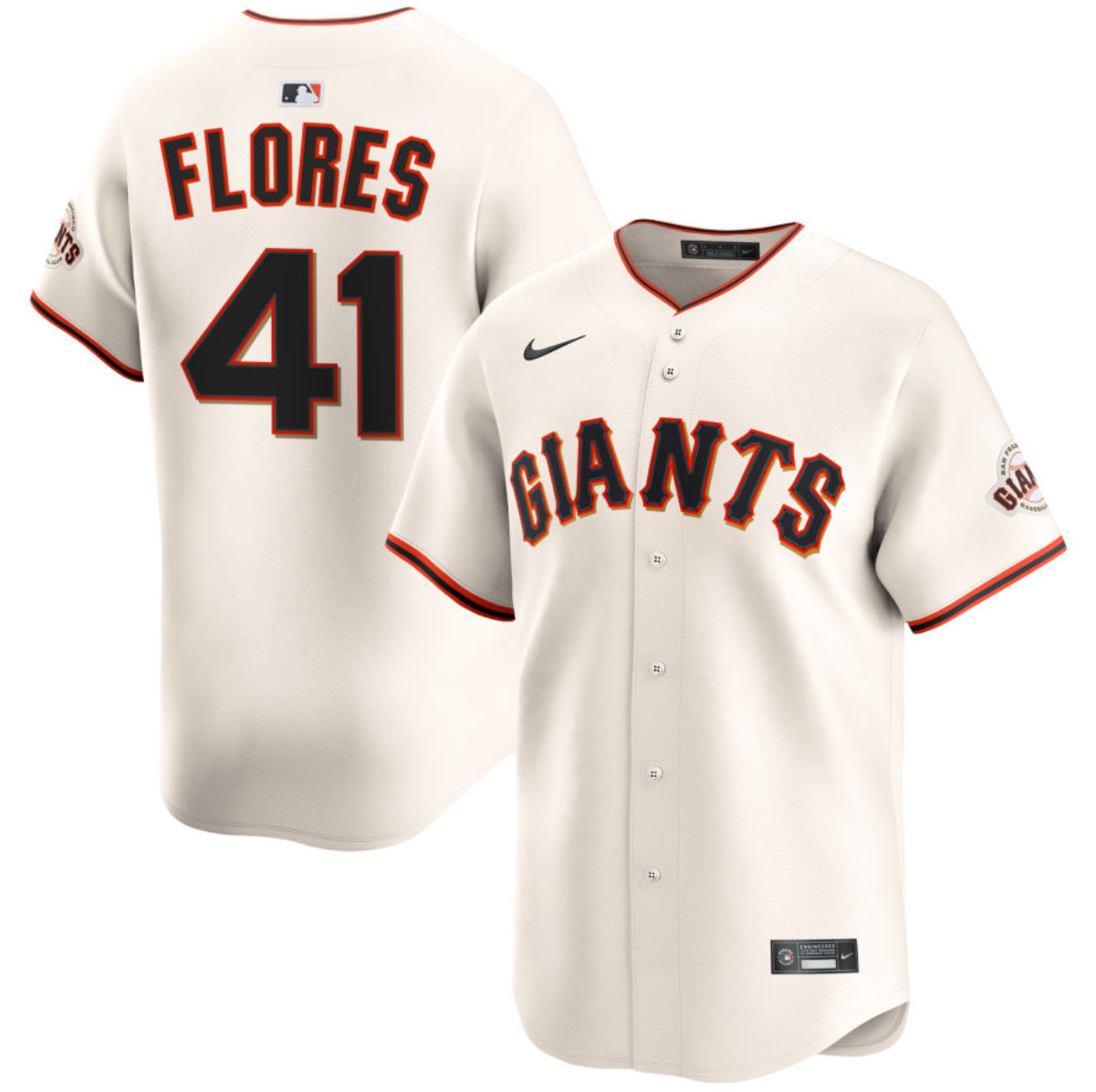Men's San Francisco Giants #41 Wilmer Flores Cream 2024 Home Limited Stitched Baseball Jersey Men's San Francisco Giants #41 Wilmer Flores Cream 2024 Home Limited Stitched Baseball Jersey
