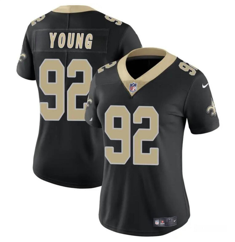 Women's New Orleans Saints #92 Chase Young Black Vapor Stitched Game Jersey(Run Small) Women's New Orleans Saints #92 Chase Young Black Vapor Stitched Game Jersey(Run Small)