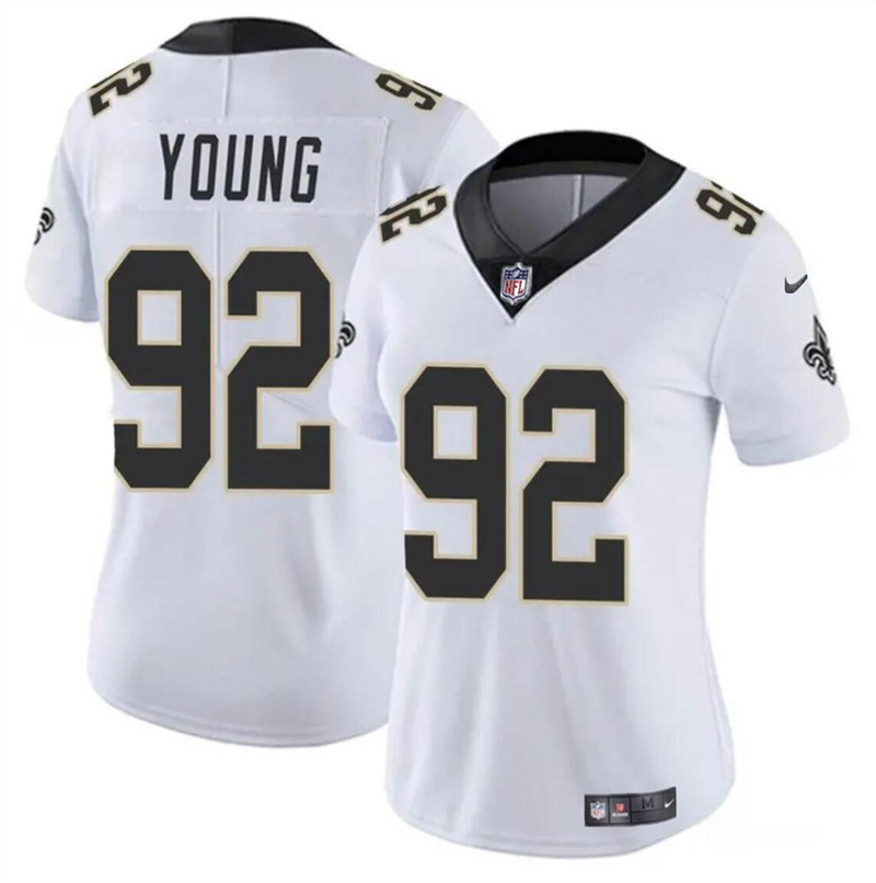 Women's New Orleans Saints #92 Chase Young White Vapor Stitched Game Jersey(Run Small) Women's New Orleans Saints #92 Chase Young White Vapor Stitched Game Jersey(Run Small)