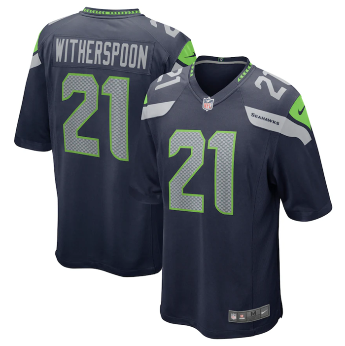 Youth Seattle Seahawks #21 Devon Witherspoon Navy Stitched Game Jersey Youth Seattle Seahawks #21 Devon Witherspoon Navy Stitched Game Jersey