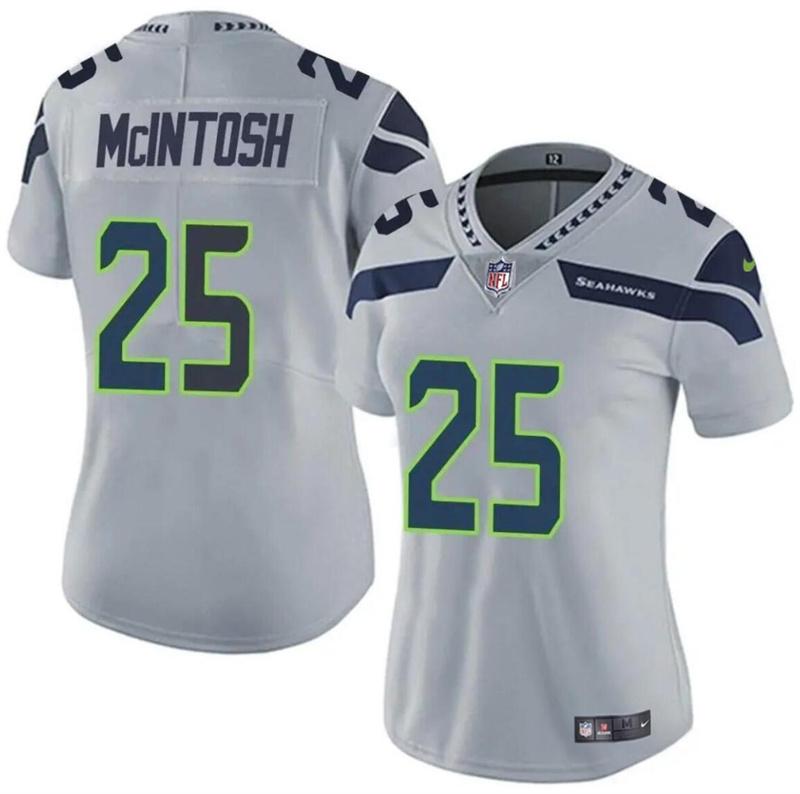 Women's Seattle Seahawks #25 Kenny McIntosh Grey Vapor Limited Stitched Football Jersey(Run Small) Women's Seattle Seahawks #25 Kenny McIntosh Grey Vapor Limited Stitched Football Jersey(Run Small)