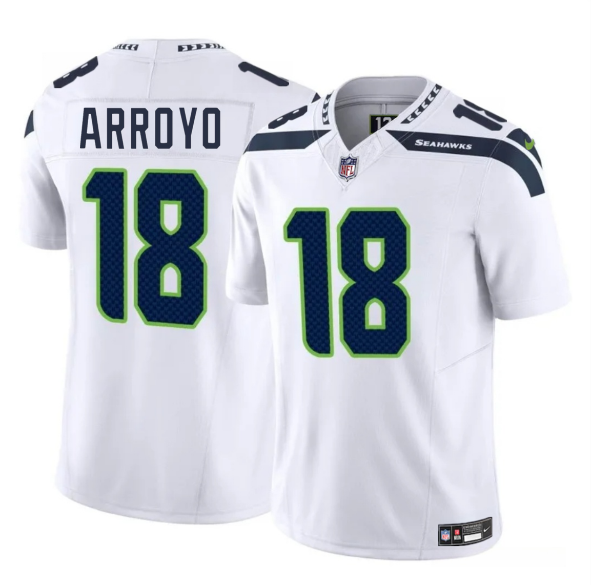 Youth Seattle Seahawks #18 Elijah Arroyo White 2025 Draft F.U.S.E. Vapor Limited Stitched Football Jersey Youth Seattle Seahawks #18 Elijah Arroyo White 2025 Draft F.U.S.E. Vapor Limited Stitched Football Jersey