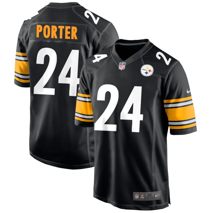 Youth Pittsburgh Steelers #24 Joey Porter Jr. Black Stitched Game Jersey Youth Pittsburgh Steelers #24 Joey Porter Jr. Black Stitched Game Jersey